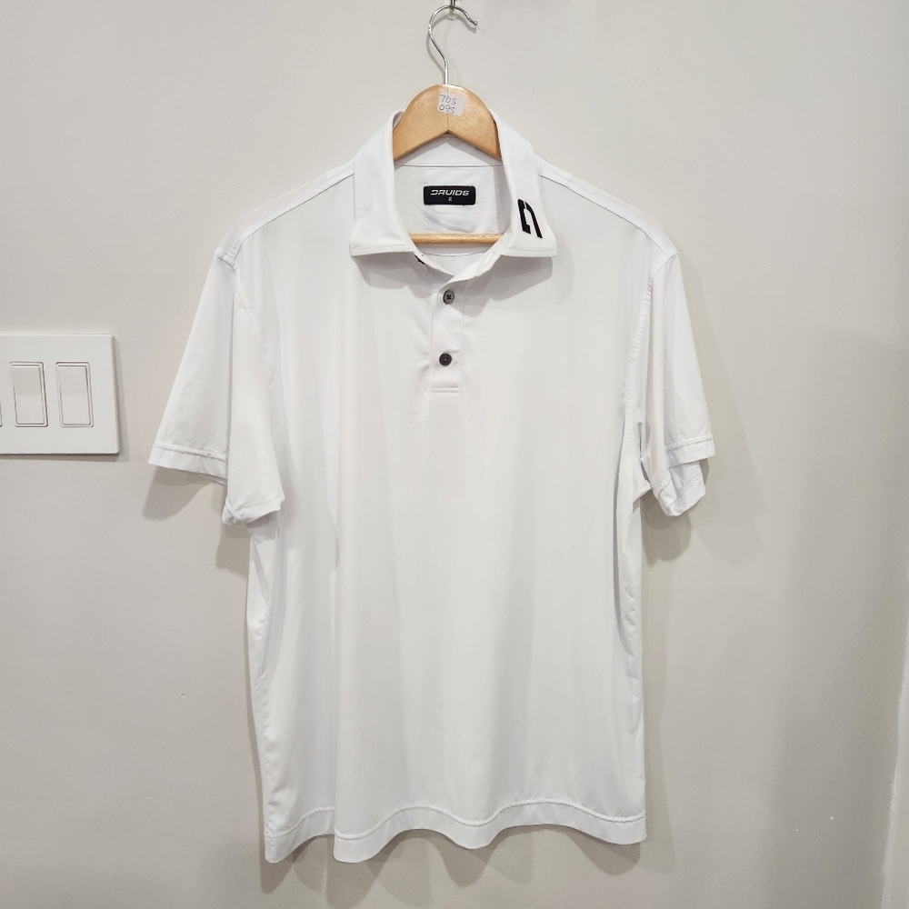 Druids Golf Polo Mens XL White Tour Issue Performance Stretch Wicking Nylon